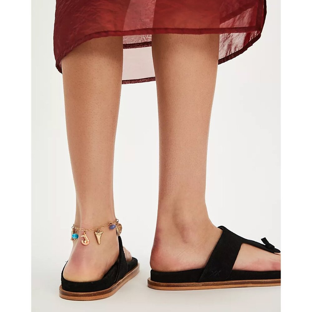 🎉LAST CHANCE🎉 FREE PEOPLE Mika Footbed Sandals / Black Suede - Picture 3 of 12